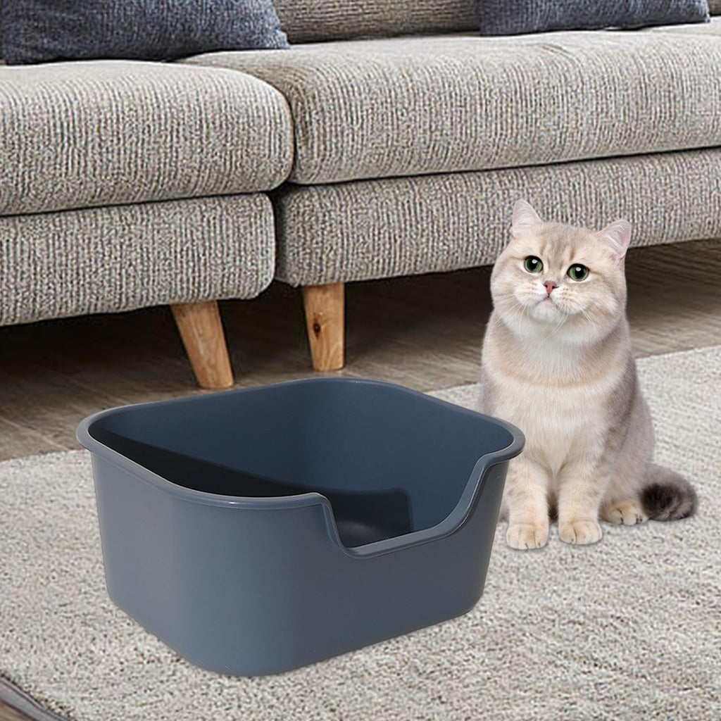 Open Top Cat Litter Tray with High Sides, Gray Q5621