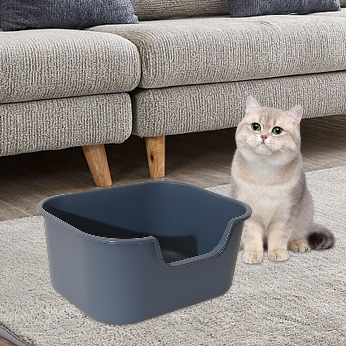 Open Top Cat Litter Tray with High Sides, Gray Q5621