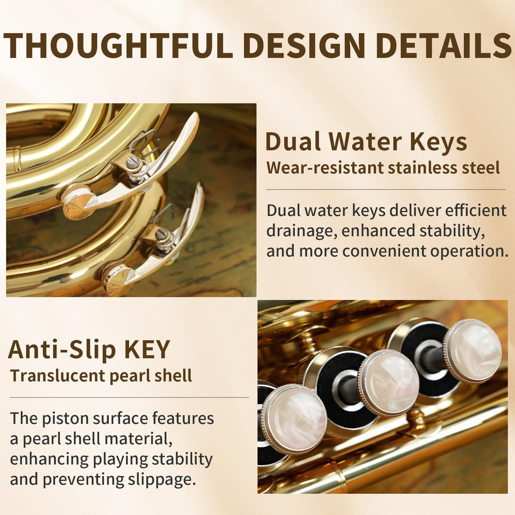 Bb Pocket Trumpet with Case, 7C Mouthpiece and Cleaning Kit K4301