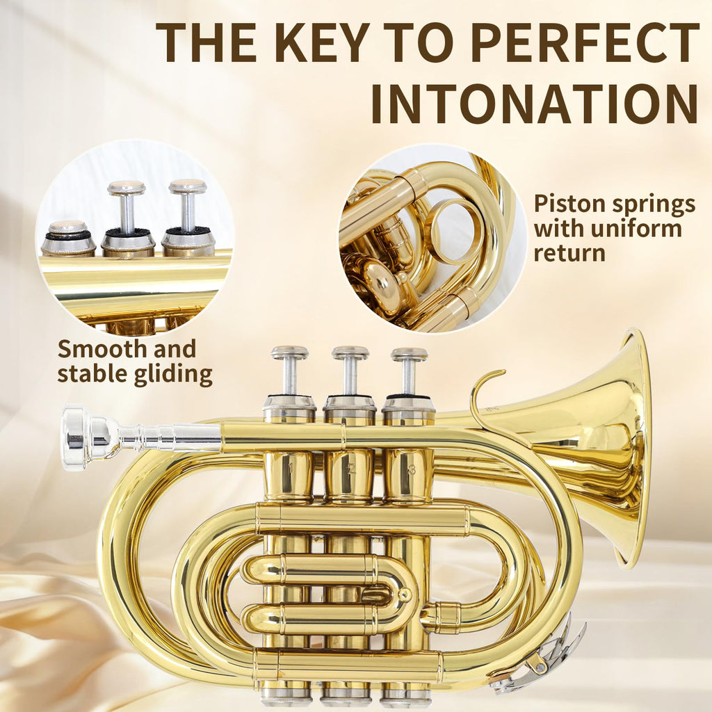 Bb Pocket Trumpet with Case, 7C Mouthpiece and Cleaning Kit K4301