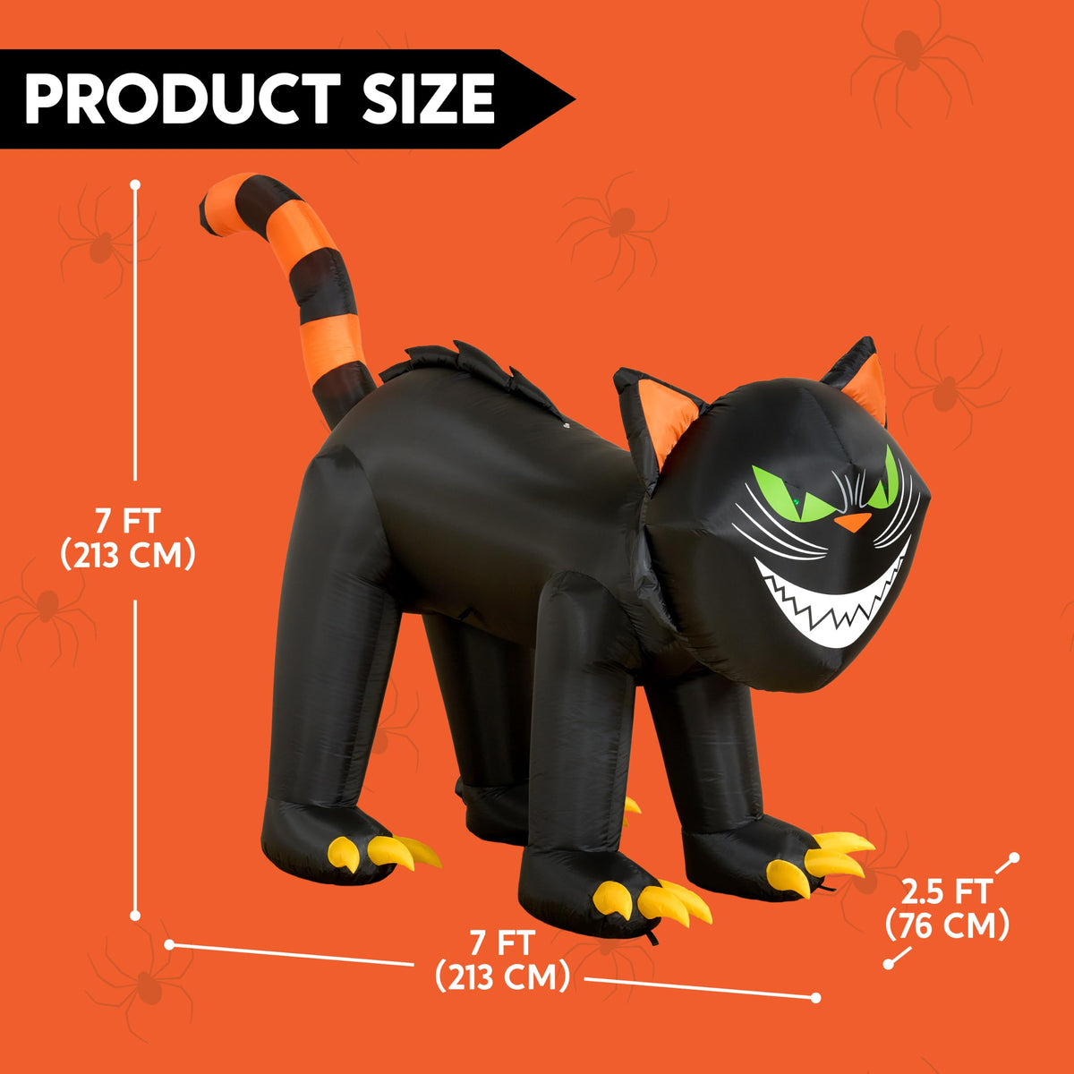 7 ft Black Cat Inflatable with LED Lights W964