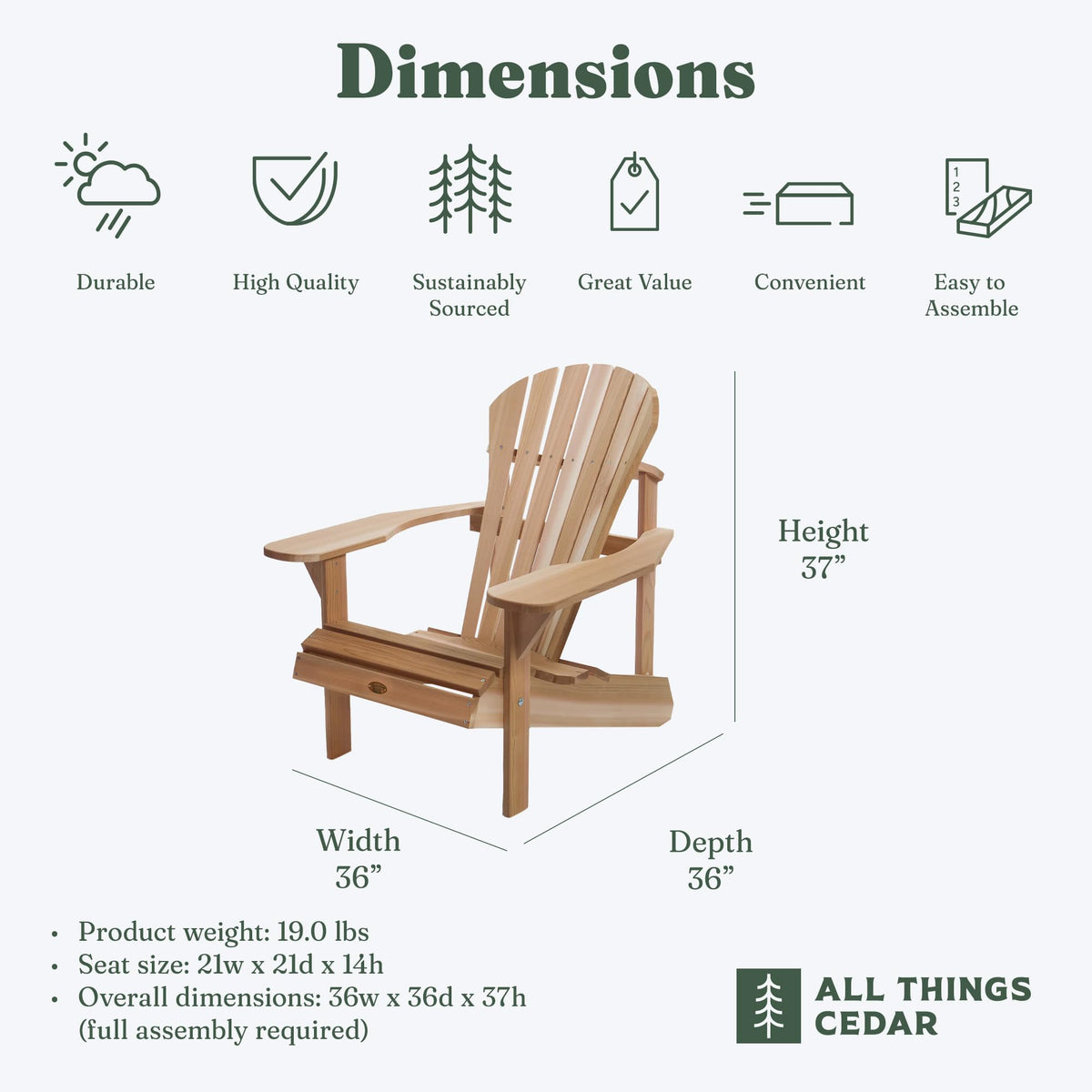 Natural 36 in Adirondack Chair G53479