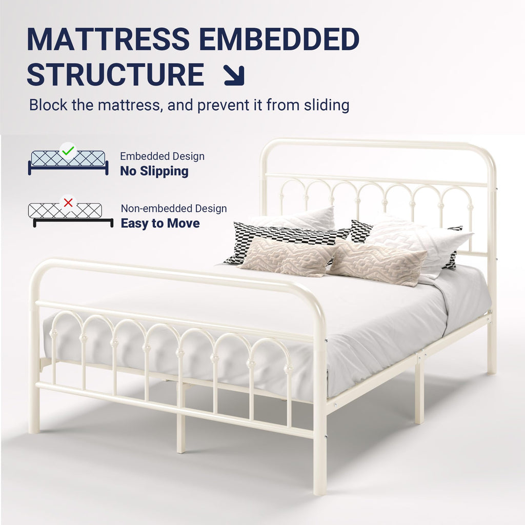 Full Size Metal Platform Bed Frame with Headboard Z8989