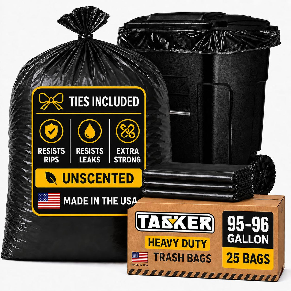 95 Gallon 2 Mil Heavy Duty Trash Bags 25 Count H5092
