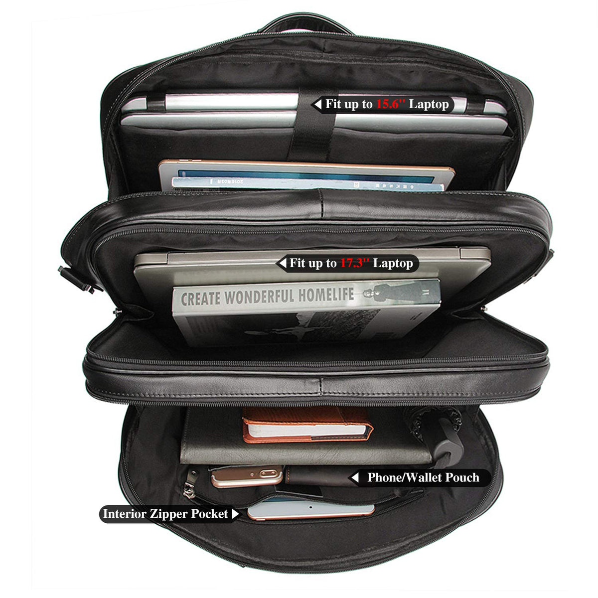 Cowhide Leather 17.3 Inch Messenger Bag Laptop Briefcase Z53413