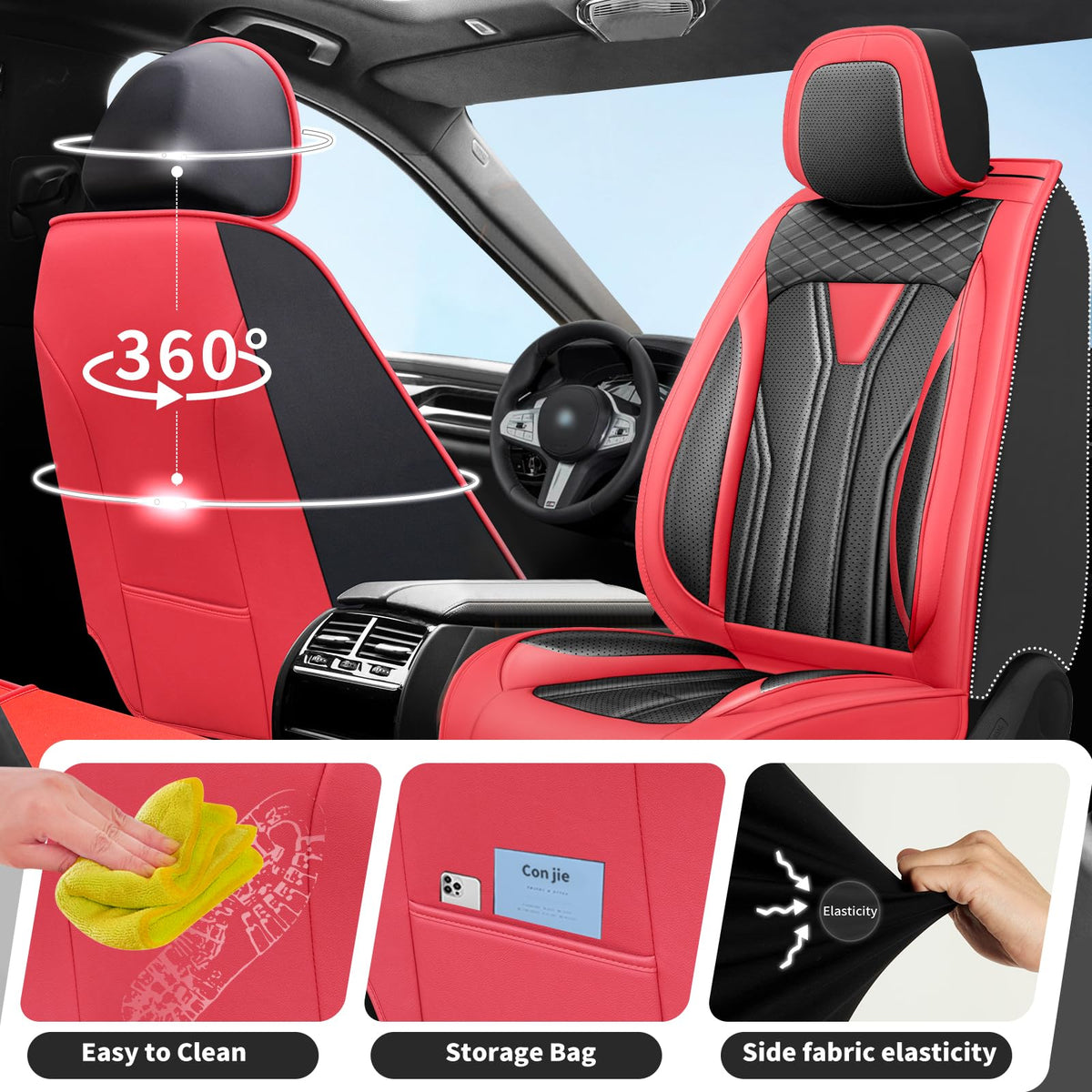 Red & Black Car Seat Covers X764