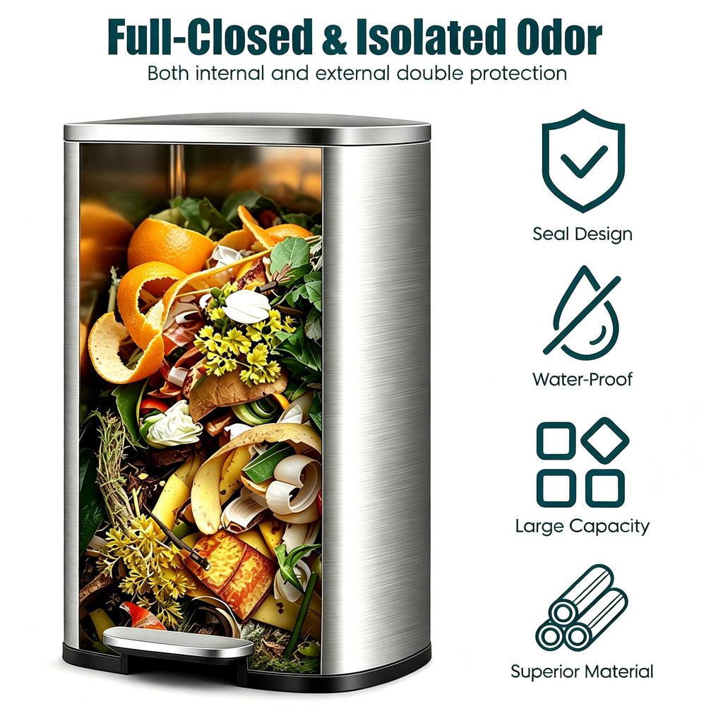 13 Gallon Stainless Steel Step Trash Can B57866