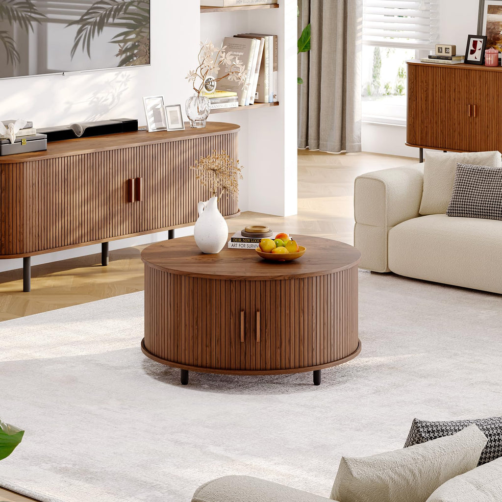 31.5" Round Coffee Table with Storage Q1145