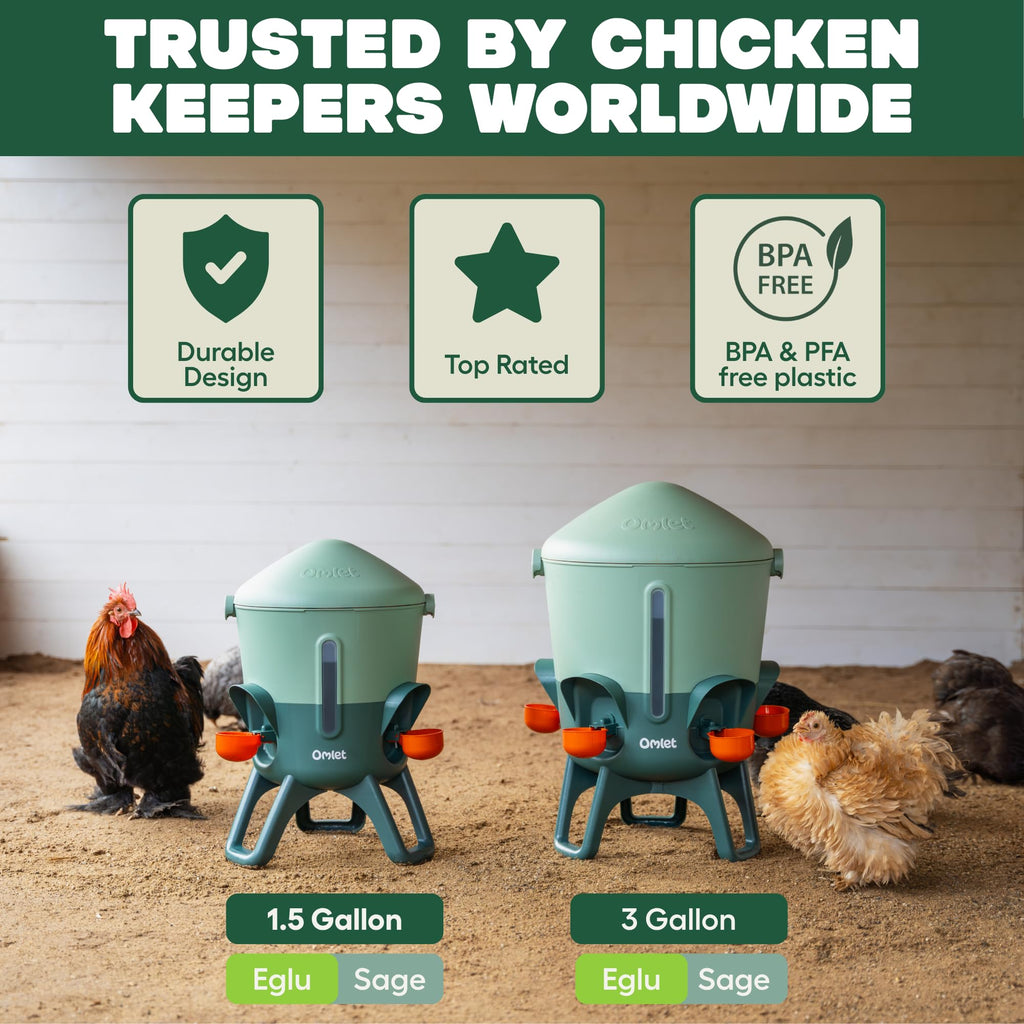 3 Gallon Insulated Chicken Waterer with Cups & Nipples N521