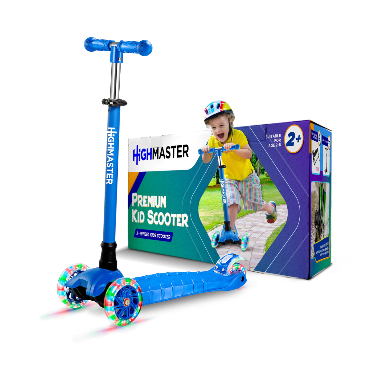 Kids 3 Wheel Kick Scooter with Adjustable Handlebar and LED Wheel Lights X356971