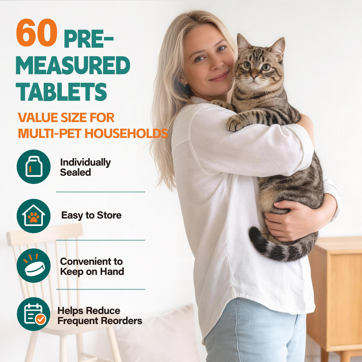 Broad Spectrum Cat Dewormer Tablets 60 Count G760