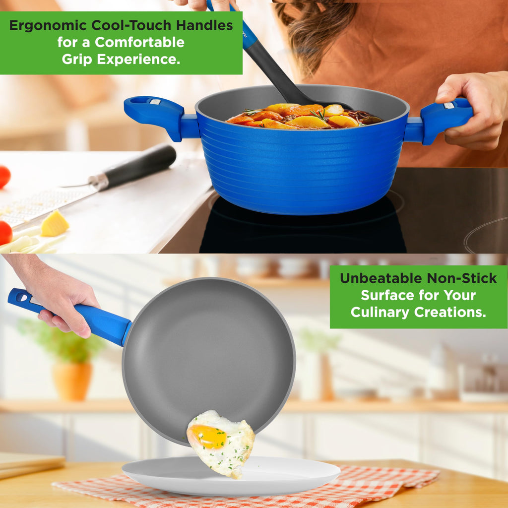 12 Pc Blue Nonstick Cookware Set S505