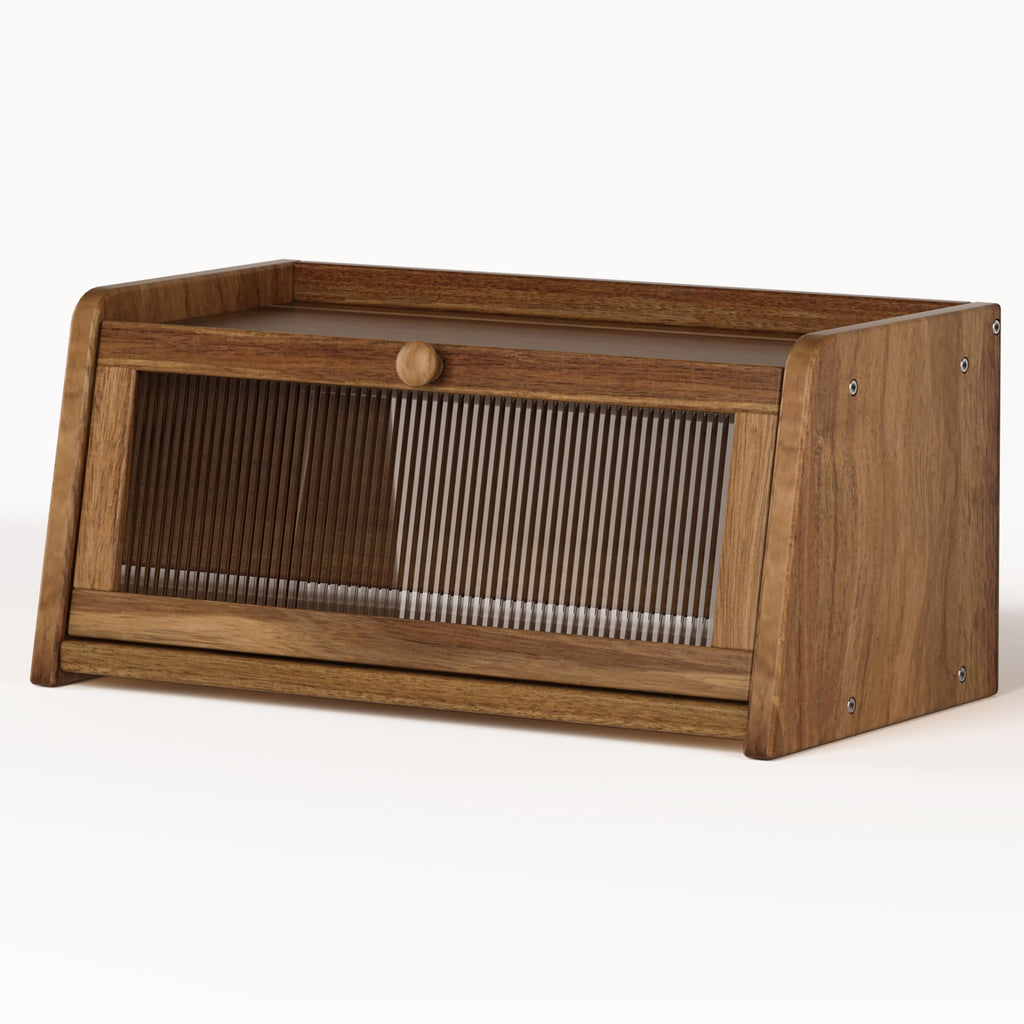 Acacia Wood Bread Box with Acrylic Window N41360