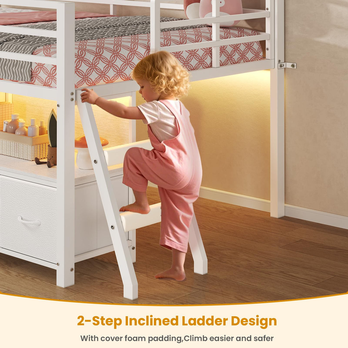 Twin Size Low Loft Bed with 7 Drawers B457