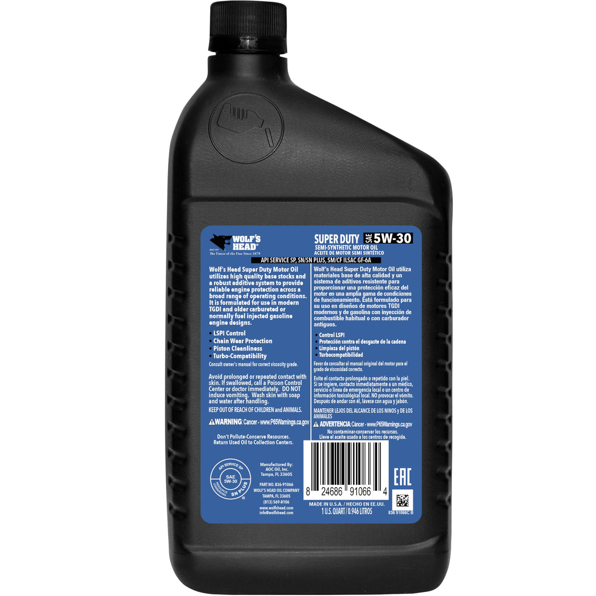 5W-30 Semi Synthetic Motor Oil 1 Quart Bottle Pack of 12 Z92992