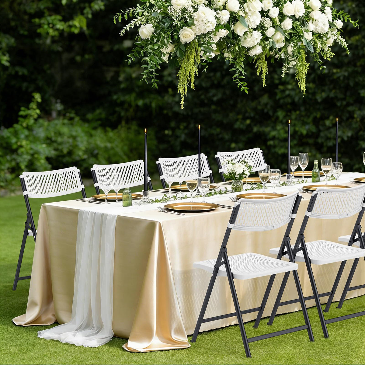 White 4-Pack Folding Chairs with Steel Frame W42989