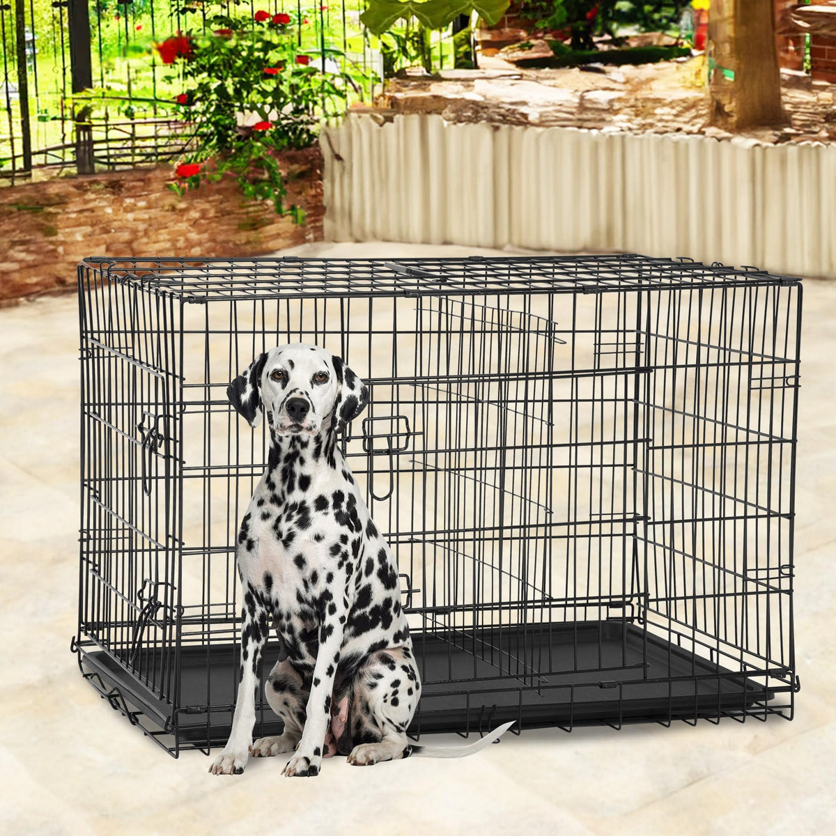 Black Foldable Metal Dog Crate G58696