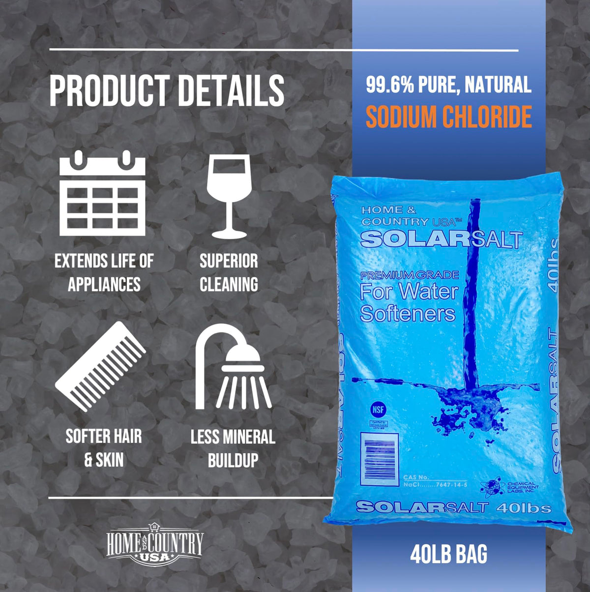 40 Pound Bag All Natural Solar Salt for Water Softener K18452