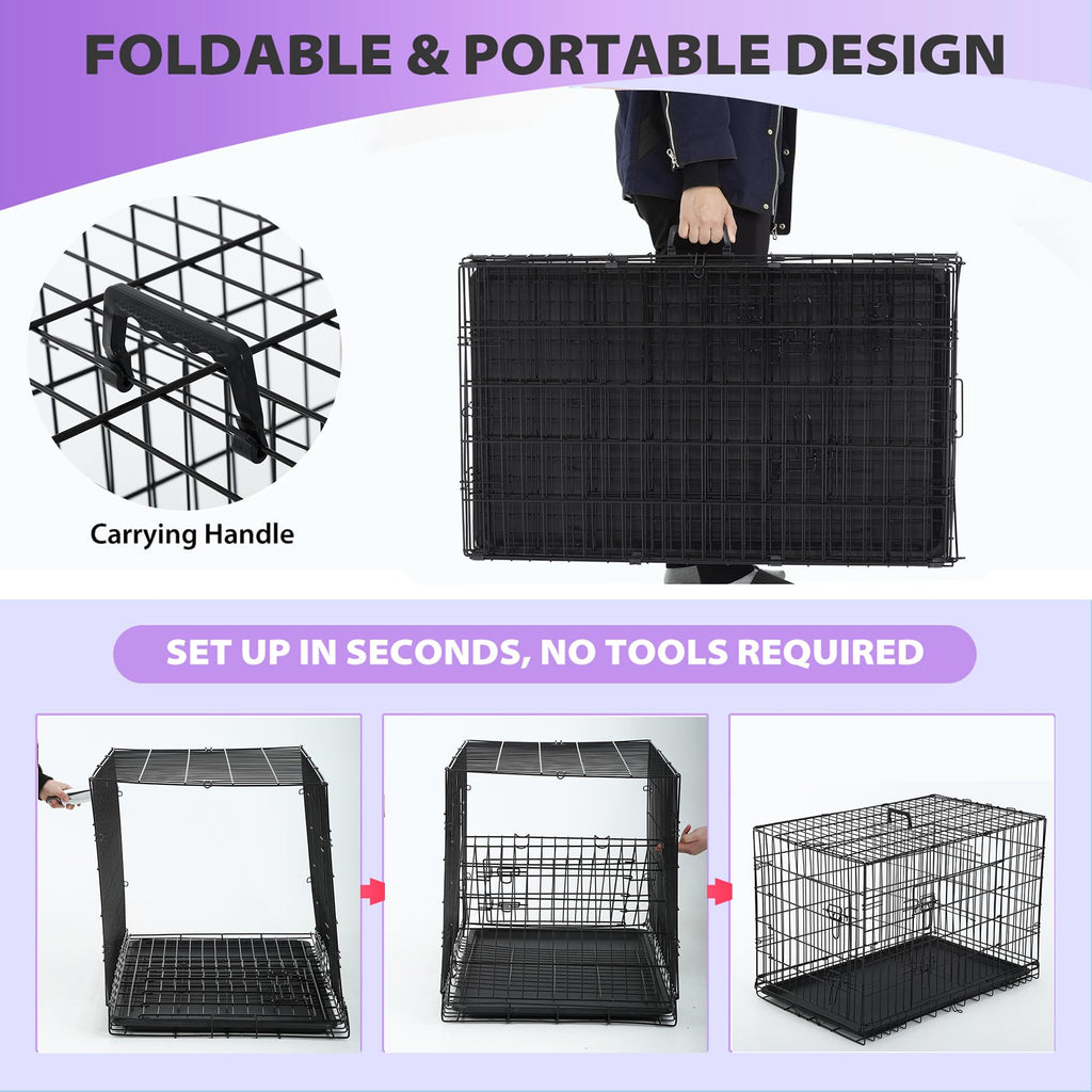 Black Foldable Metal Dog Crate G58696