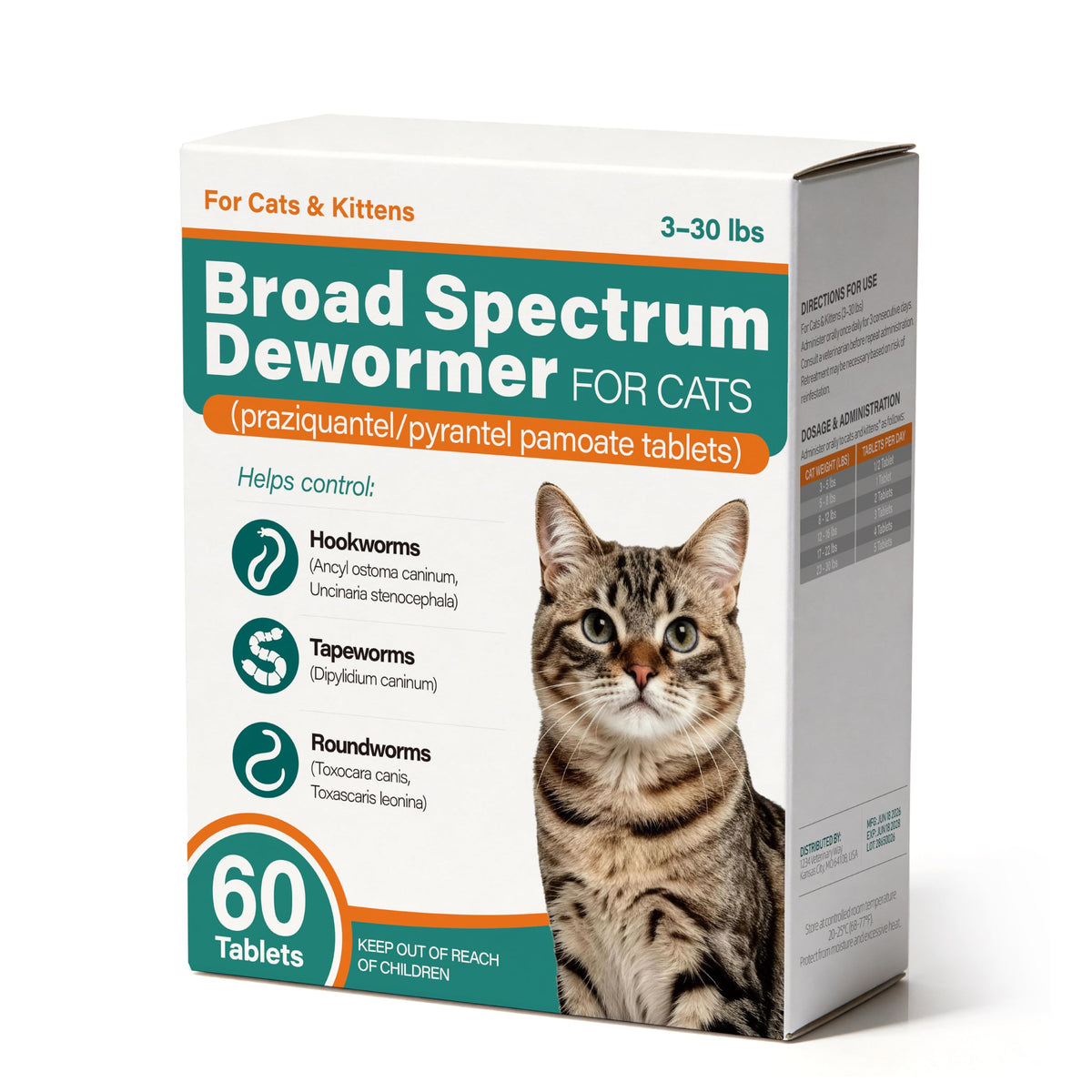 Broad Spectrum Cat Dewormer Tablets 60 Count G760