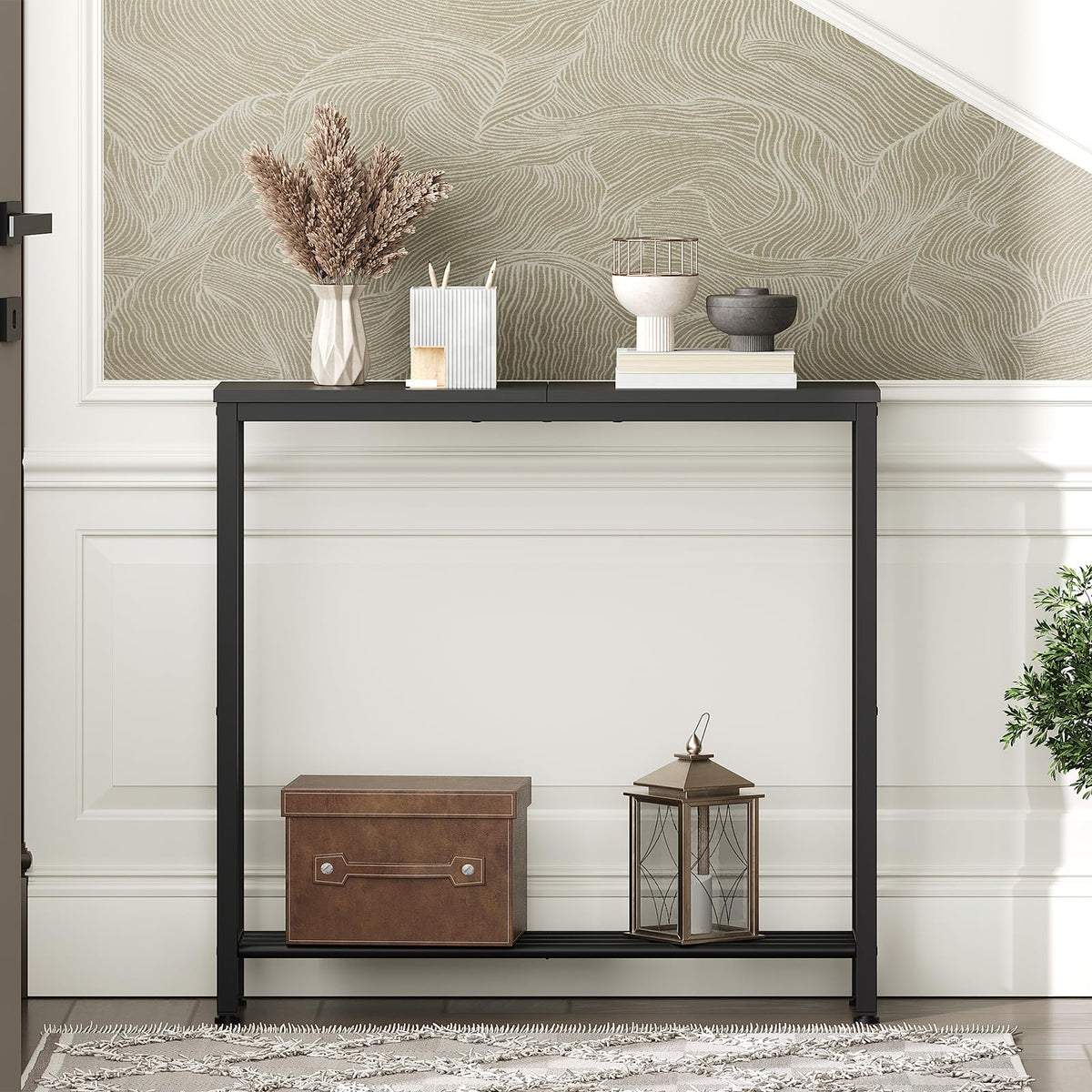 Black 2-Tier Narrow Console Table G67109