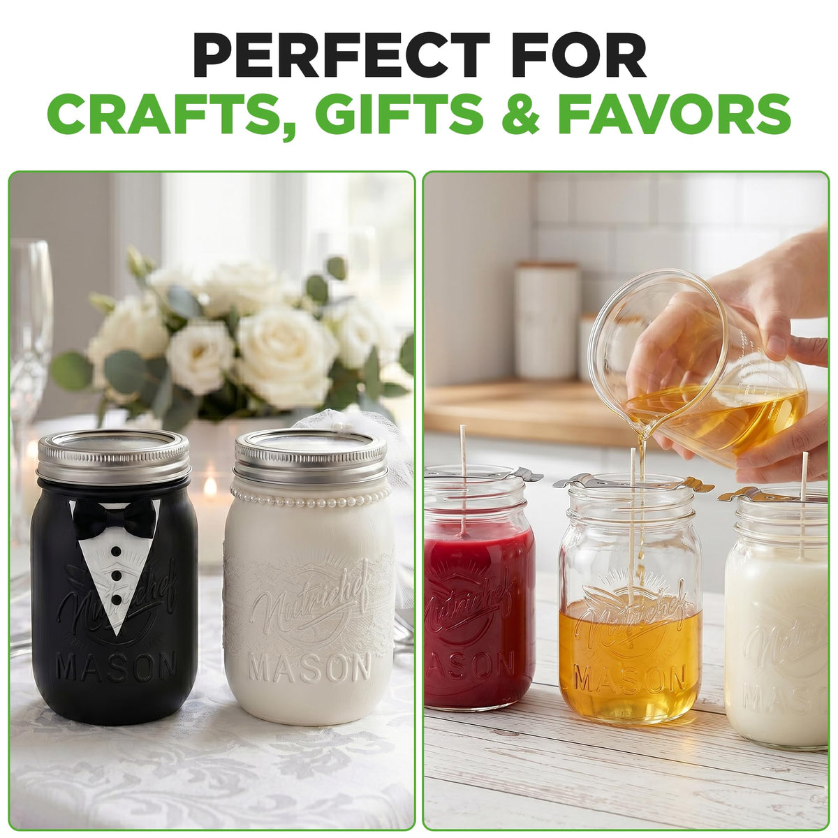 8-Pack 16 oz Glass Mason Jars with Lids T569