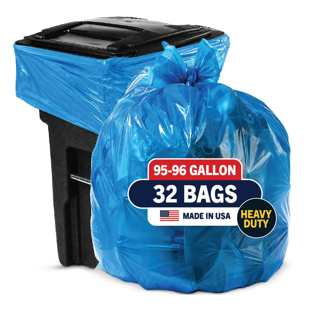 Blue 95-96 Gallon Garbage or Recycling Bags 32 Count Q7107