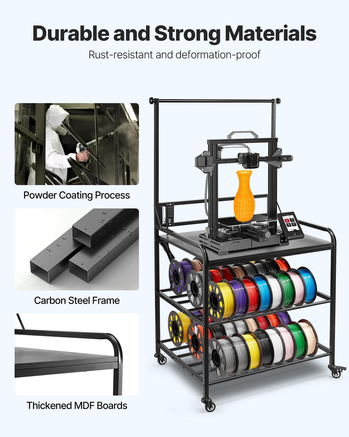 3-Tier Filament Storage Rack with Wheels G898
