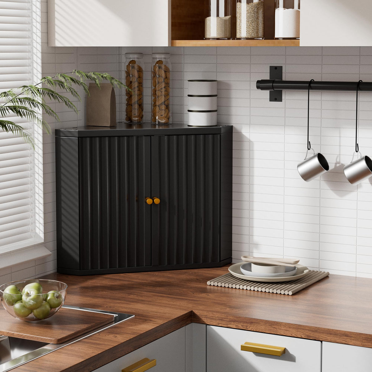Black Corner Bread Box C415