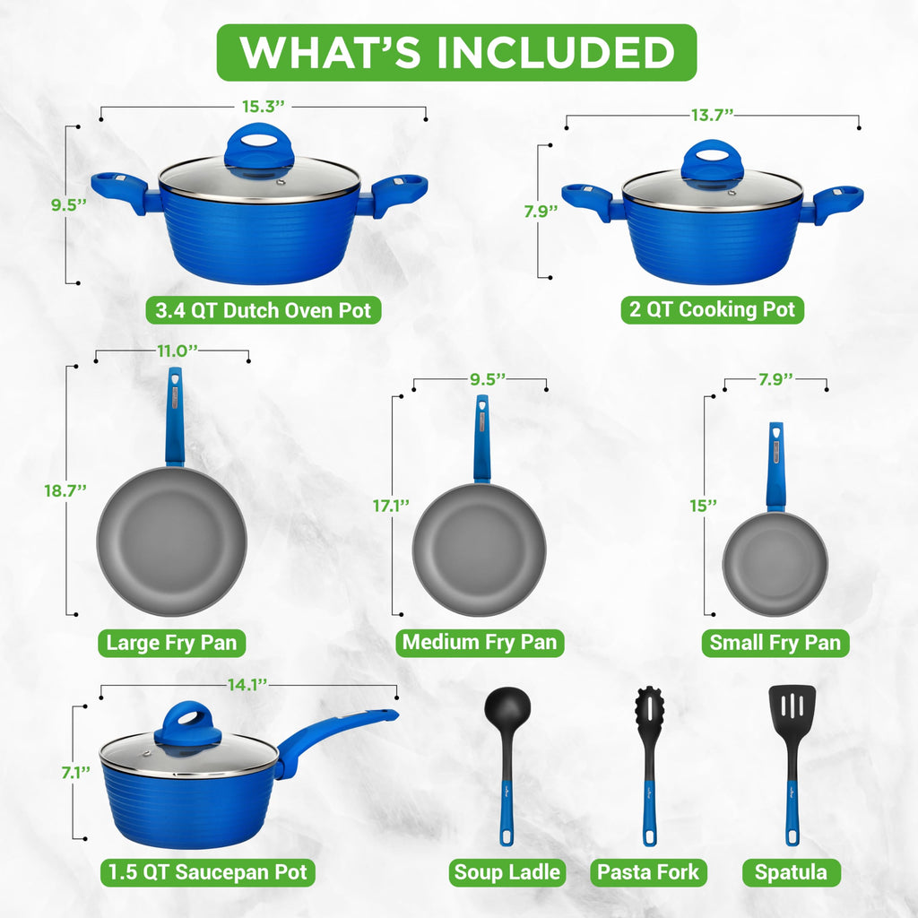 12 Pc Blue Nonstick Cookware Set S505
