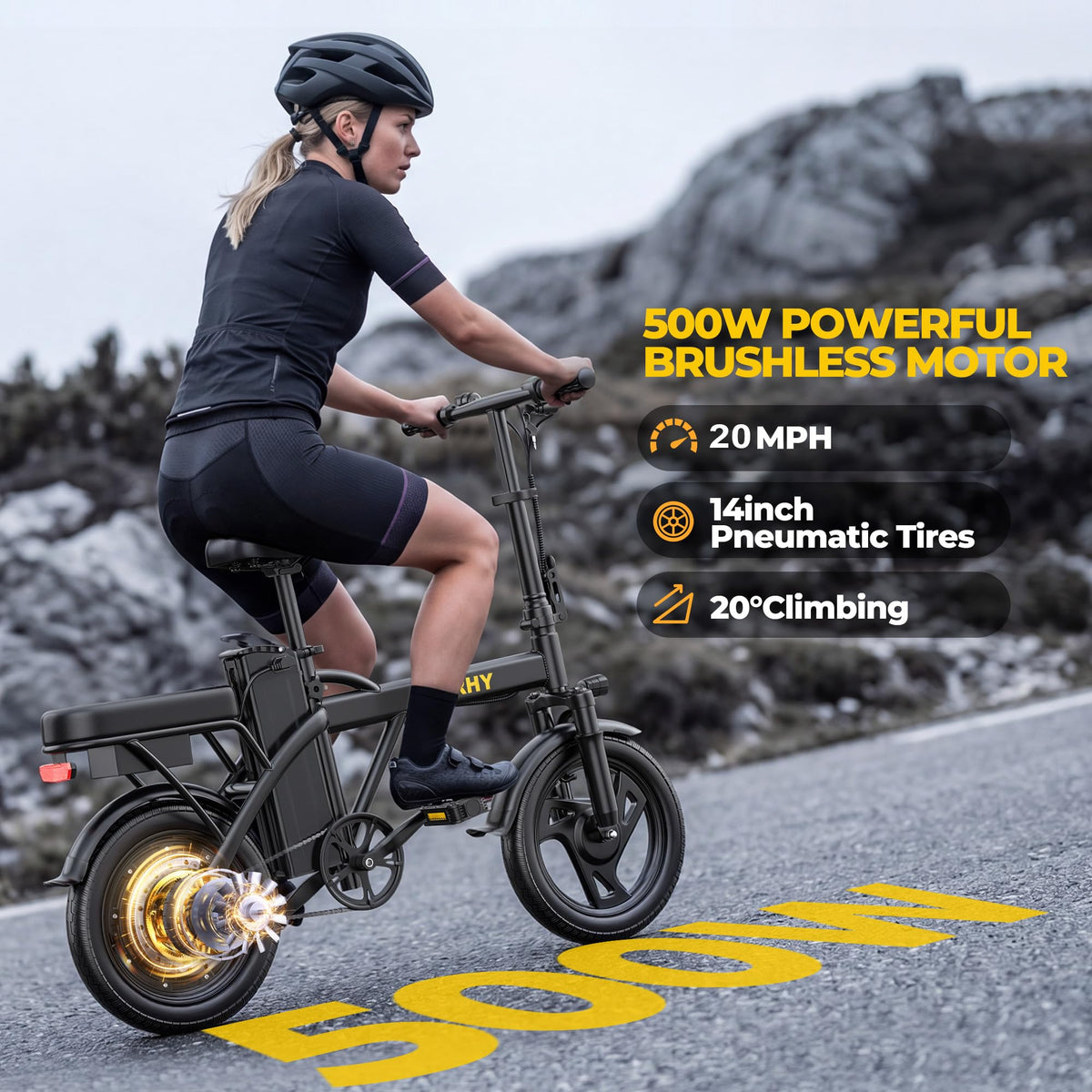 Electric Bike for Adults 750W Peak Motor 20 MPH Folding Ebike 14" J101