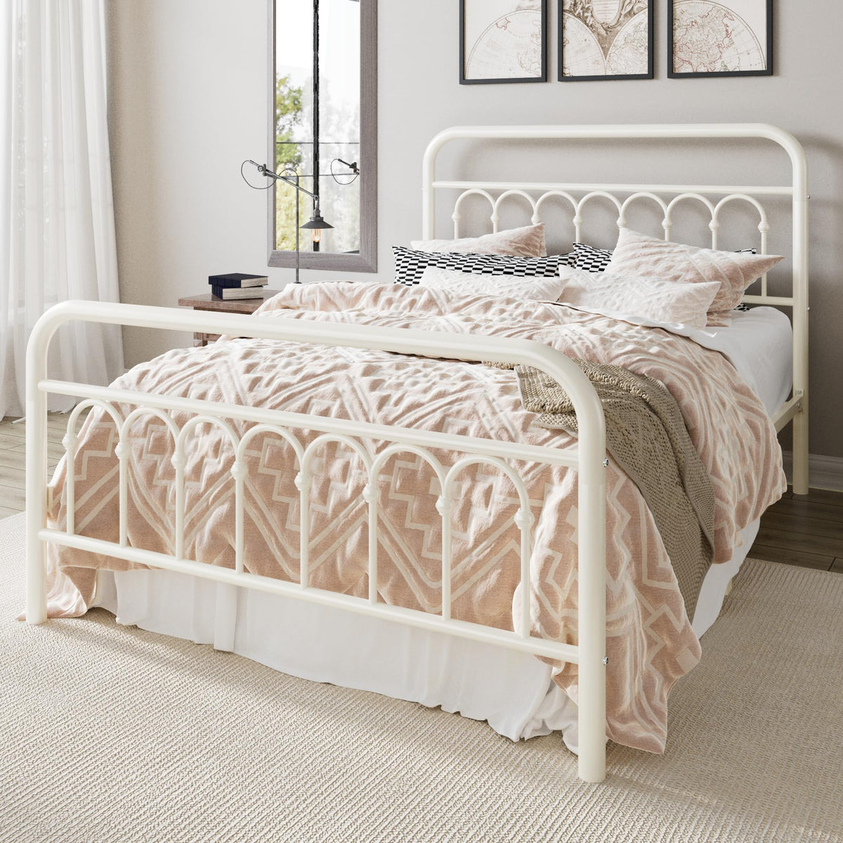 Full Size Metal Platform Bed Frame with Headboard Z8989