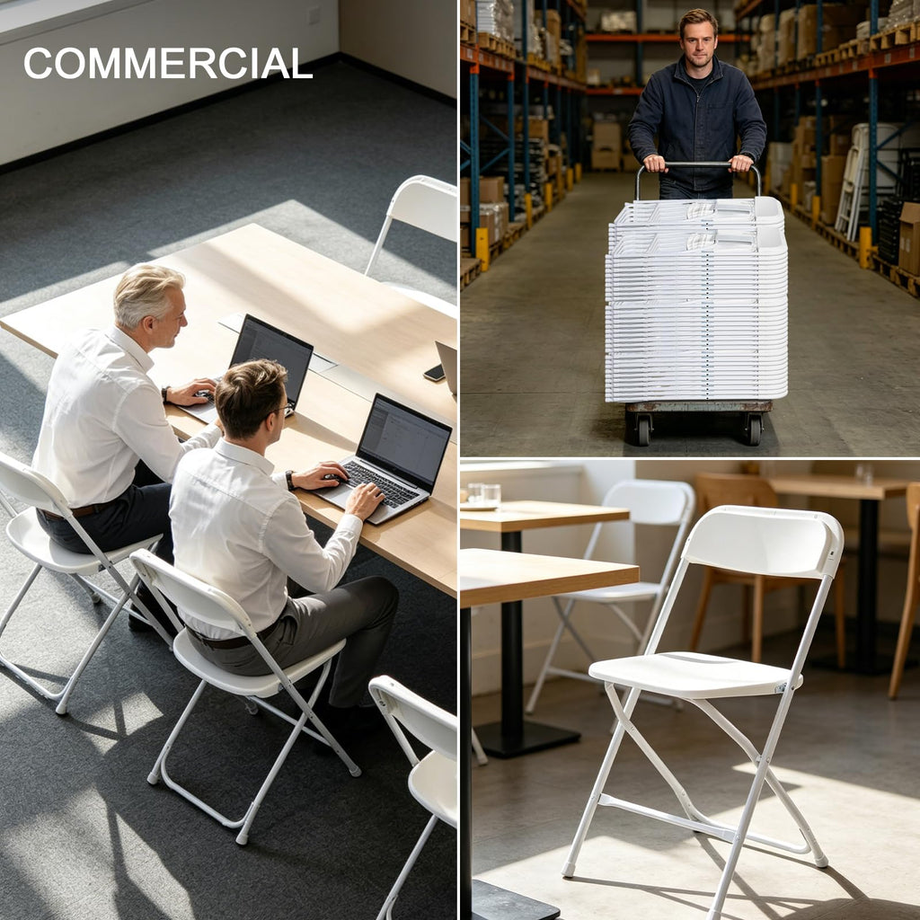 White 10 Pack Folding Chairs with Steel Frame J103405