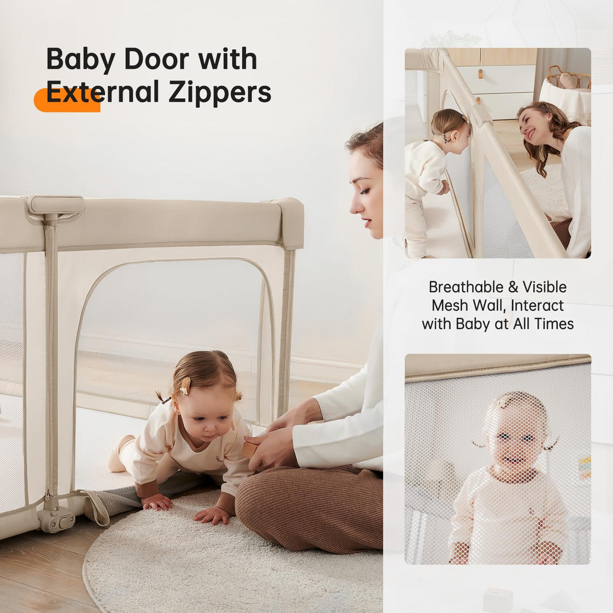 Foldable Baby Playpen with Gate Q382