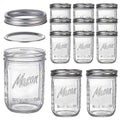 12 Pack 16 oz Wide Mouth Glass Mason Jars with Lids W616579