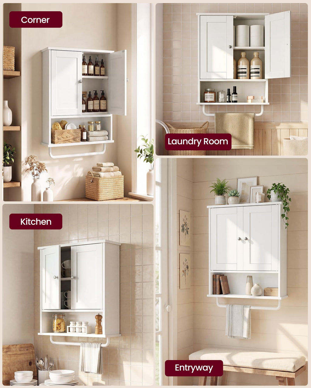 Wall Mounted Cabinet with 2 Doors and Adjustable Shelves Y698