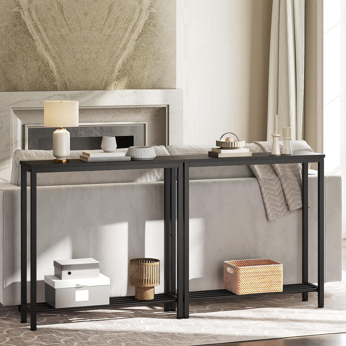 Black 2-Tier Narrow Console Table G67109