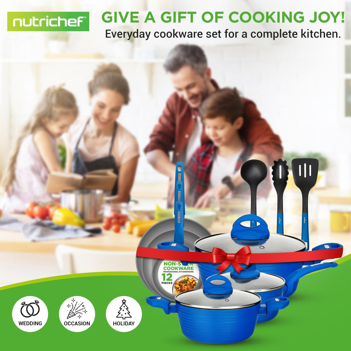 12 Pc Blue Nonstick Cookware Set S505