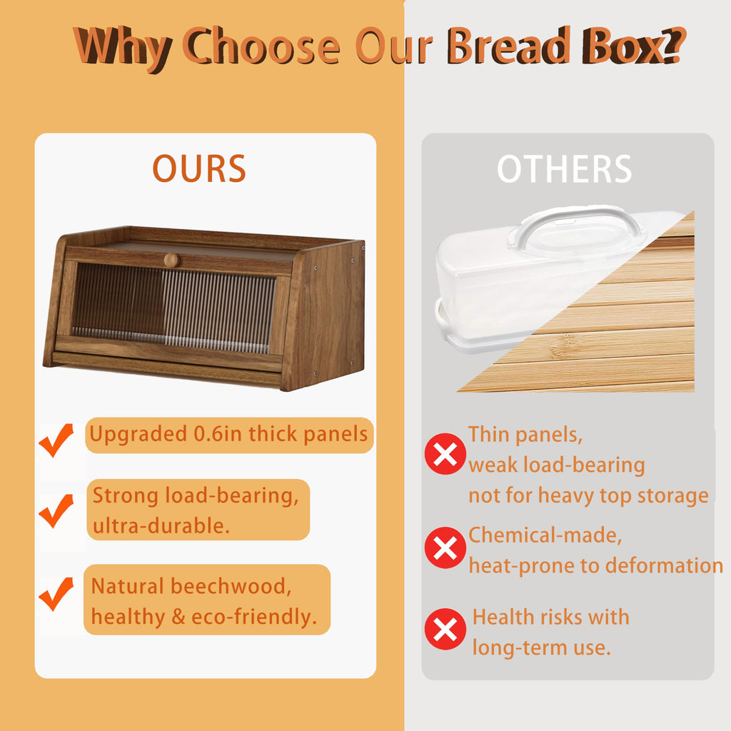 Acacia Wood Bread Box with Acrylic Window N41360