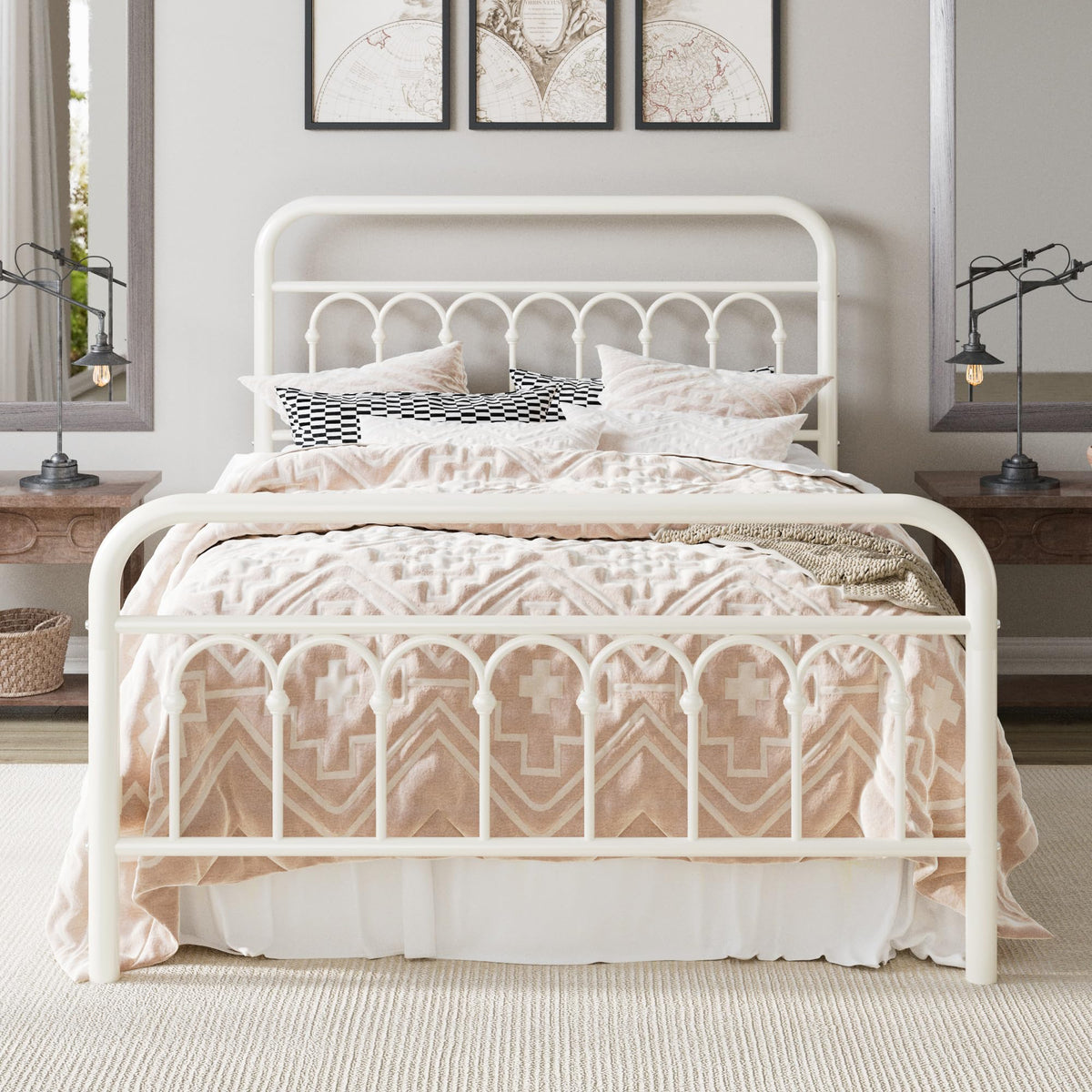 Full Size Metal Platform Bed Frame with Headboard Z8989