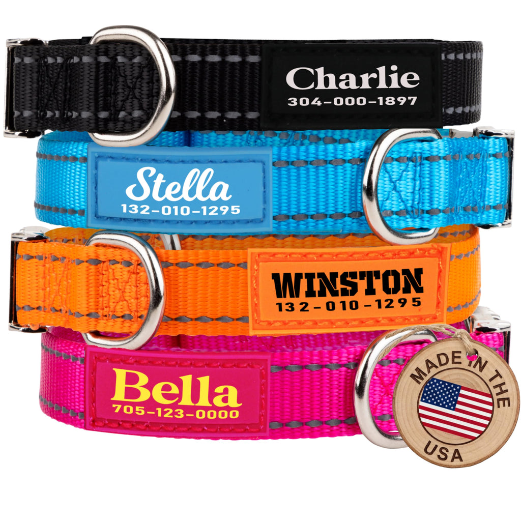 Reflective Nylon Personalized Dog Collar G6462