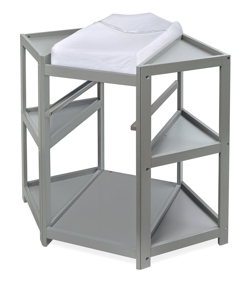 Gray Corner Baby Changing Table with Storage Bin C844423