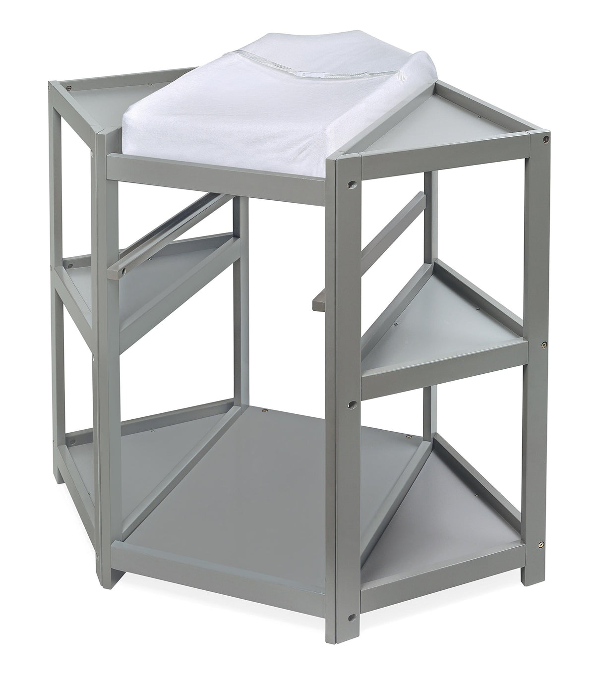 Gray Corner Baby Changing Table with Storage Bin C844423
