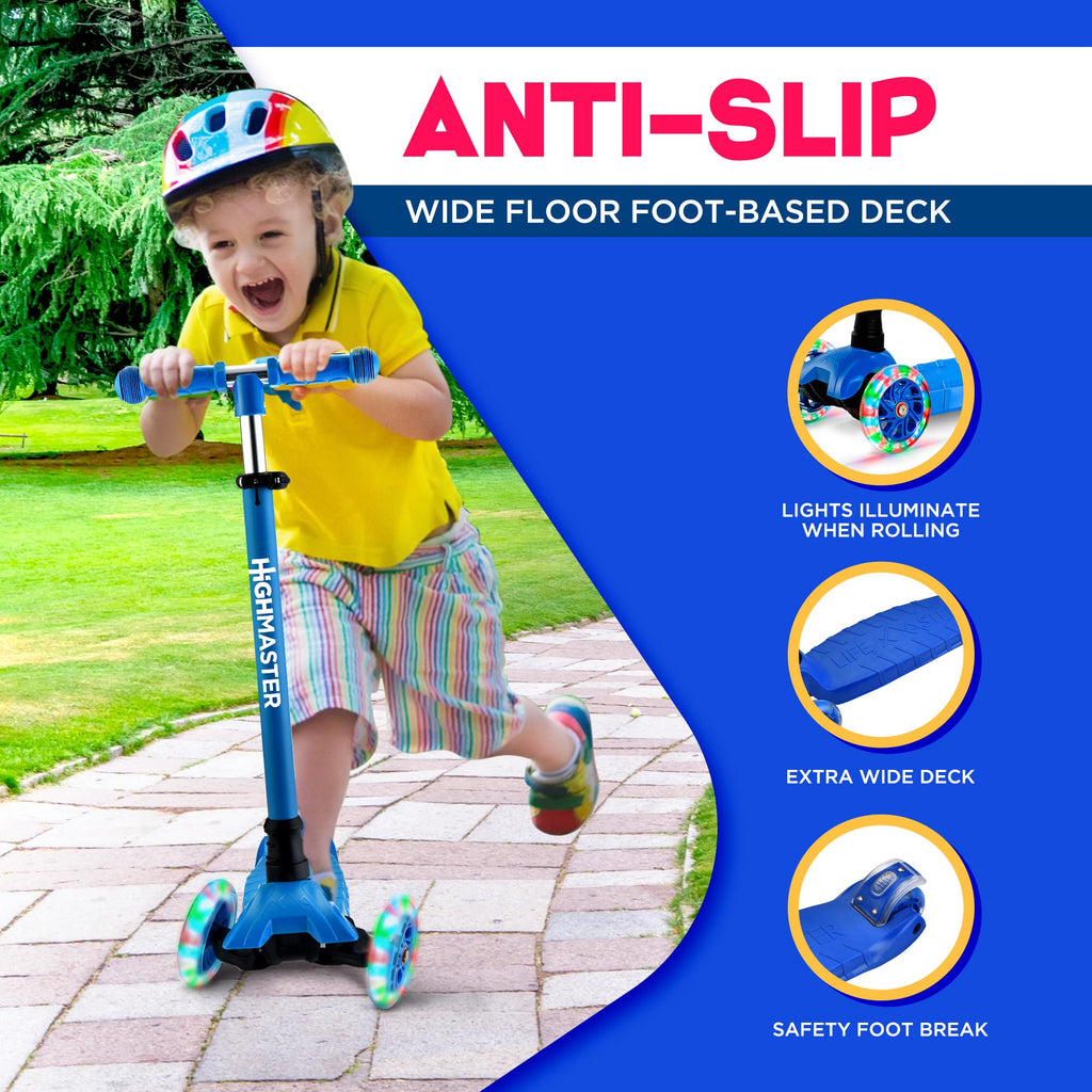 Kids 3 Wheel Kick Scooter with Adjustable Handlebar and LED Wheel Lights X356971