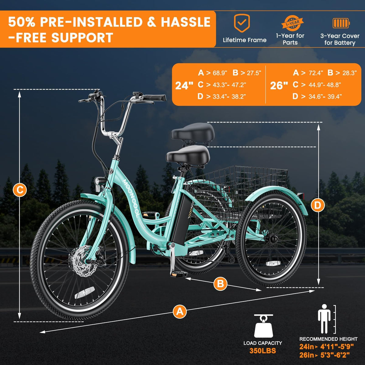 3 Wheel Electric Bike for Adults J726848