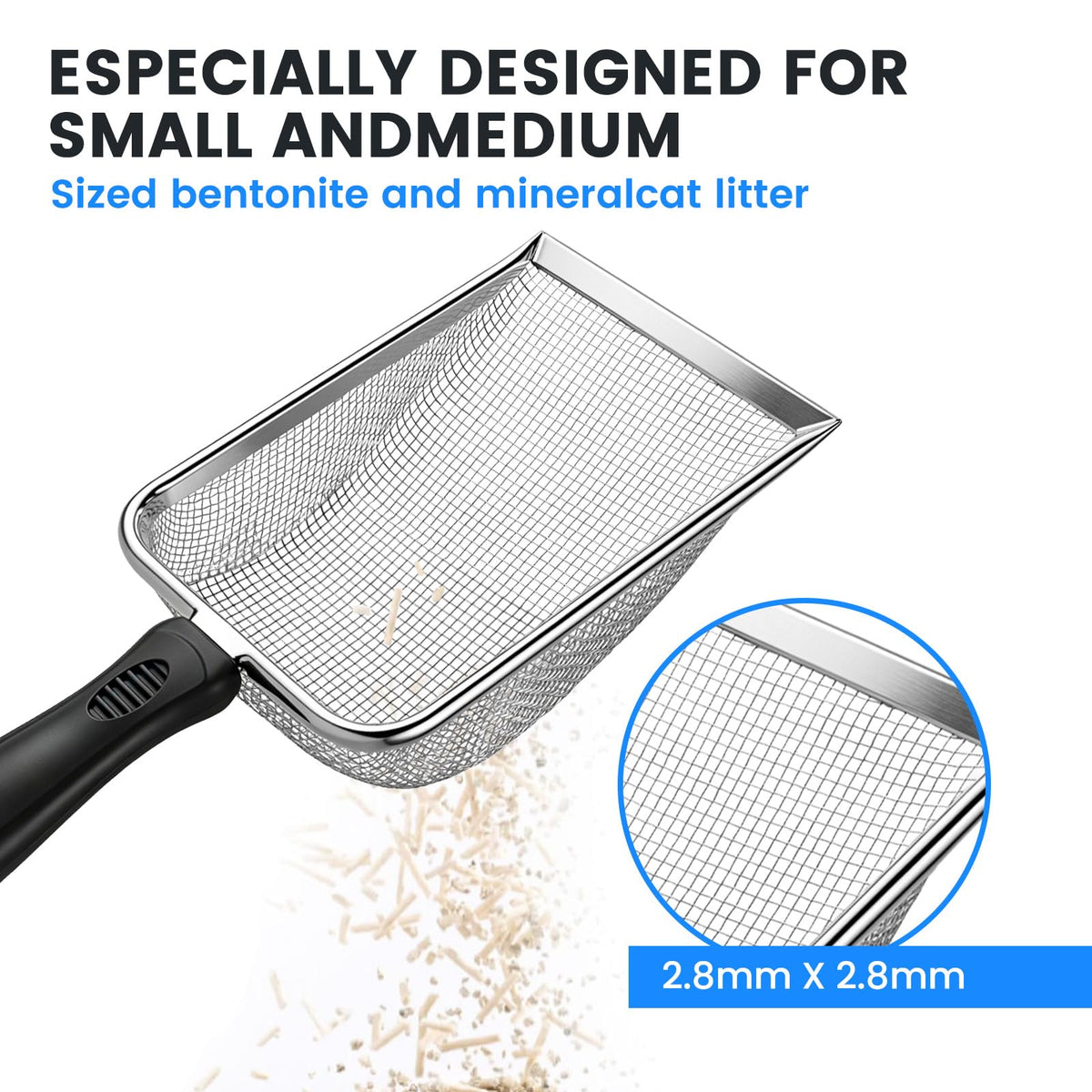 Stainless Steel Mesh Cat Litter Scoop 2.8mm Hole X72091
