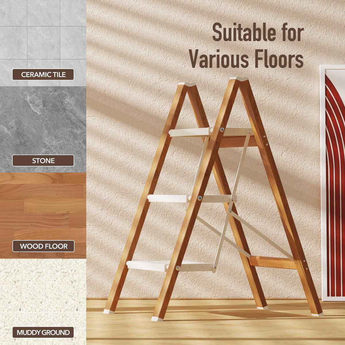 3 Step Aluminum Foldable Step Stool Z576347