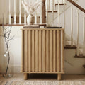 Brown Oak Fluted Sideboard Buffet Cabinet R749