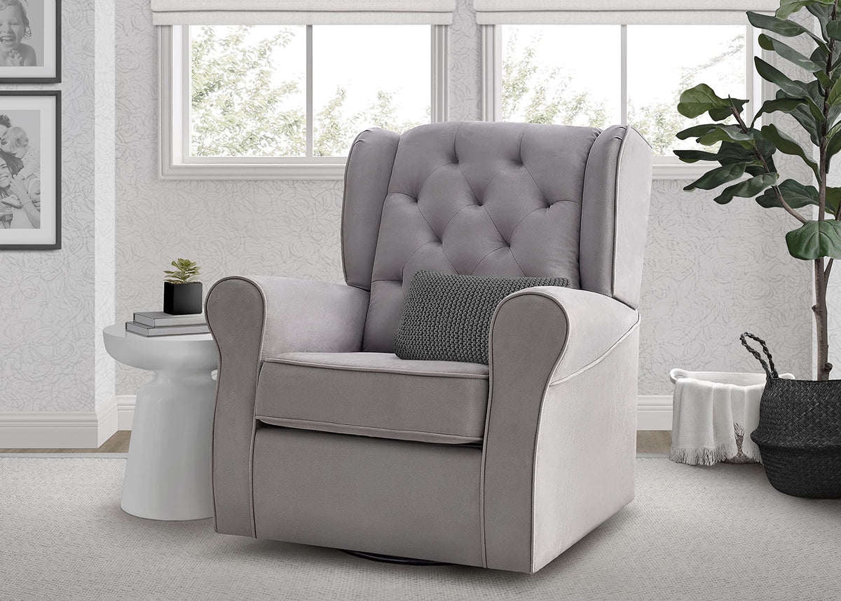 Dove Grey Upholstered Swivel Rocker Chair H934038