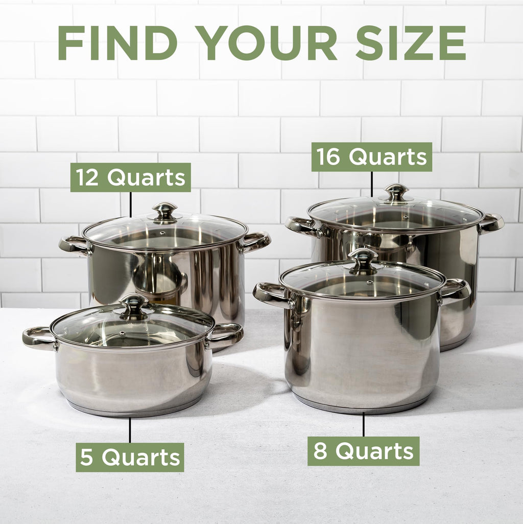 Stainless Steel 8-Quart Stock Pot with Glass Lid B96335